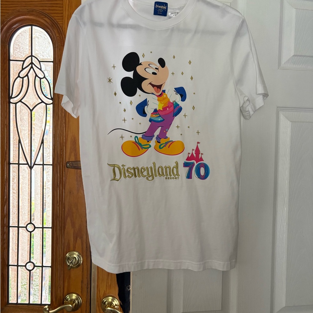 Disneyland 70 Mickey Mouse Rainbow Graphic Tee - White